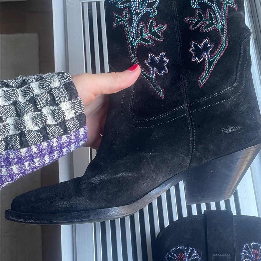 Isabel Marant Embroidered Black Western Boots - Picture 5 of 11